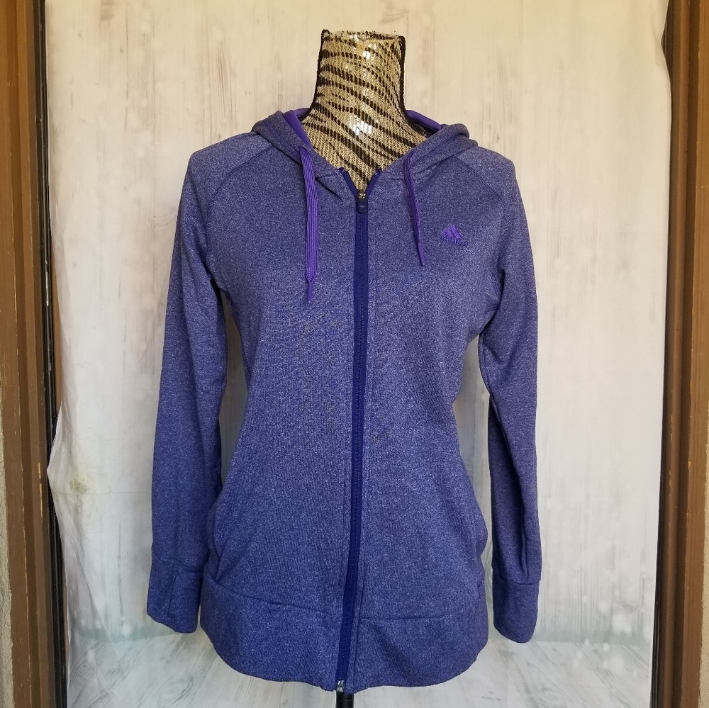 Adidas purple zipup hooded jacket size medium